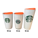 Orange Replacement Lid for Starbucks Ceramic Travel Mugs, Compatible With 10oz/12oz /16oz Tumbler