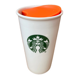 Orange Replacement Lid for Starbucks Ceramic Travel Mugs, Compatible With 10oz/12oz /16oz Tumbler