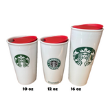 Red Replacement Lid for Starbucks Ceramic Travel Mugs, Compatible With 10oz/12oz /16oz Tumbler