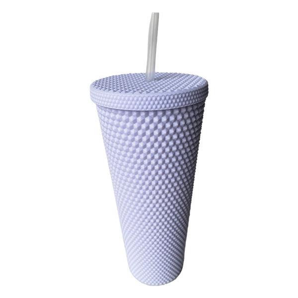 Matte Studded Venti Tumbler, 24oz Insulated Double Wall Cold Cup with Lid and Straw, Purple