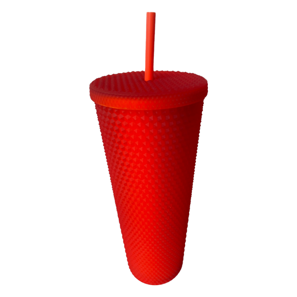 Matte Studded Venti Tumbler, 24oz Insulated Double Wall Cold Cup with Lid and Straw, Red