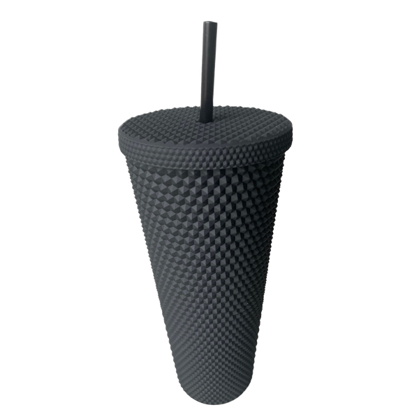 Matte Studded Venti Tumbler, 24oz Insulated Double Wall Cold Cup with Lid and Straw, Black