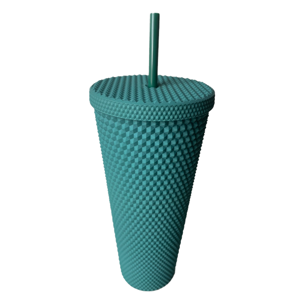 Matte Studded Venti Tumbler, 24oz Insulated Double Wall Cold Cup with Lid and Straw, Green