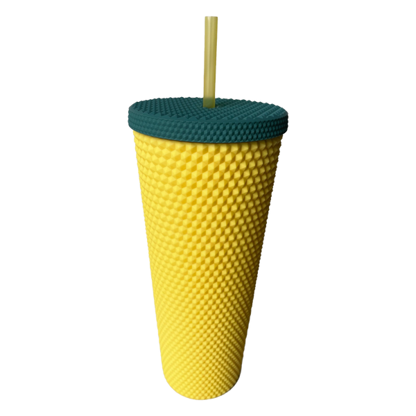 Matte Studded Venti Tumbler, 24oz Insulated Double Wall Cold Cup with Lid and Straw, Pineapple