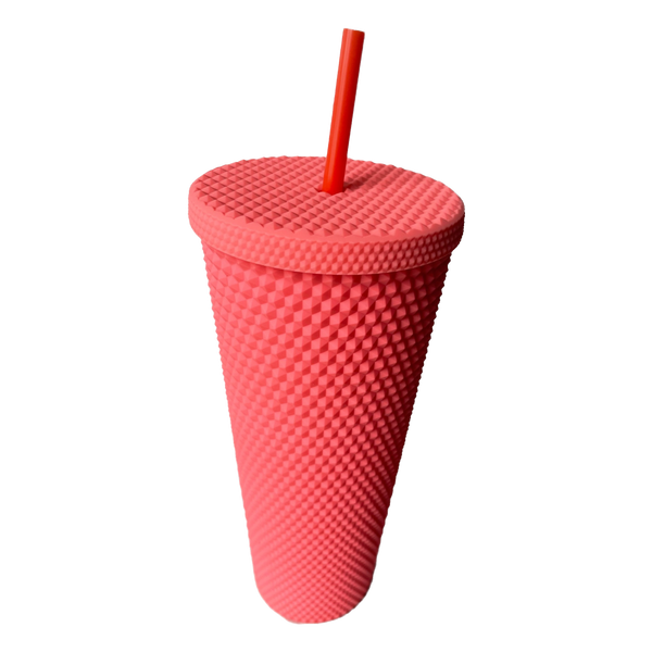 Matte Studded Venti Tumbler, 24oz Insulated Double Wall Cold Cup with Lid and Straw, Pink