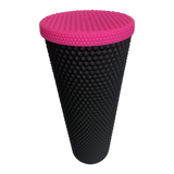 24 oz Tumbler Replacement Lid - Compatible for Starbucks Studded Diamond Grid Venti Cold Drink Tumbler Lid, Matte NeonPink