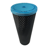 24 oz Tumbler Replacement Lid - Compatible for Starbucks Studded Diamond Grid Venti Cold Drink Tumbler Lid, Glossy Blue