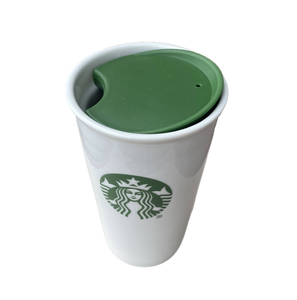 Starbucks Coffee Green Recycled Glass Cold Cup 16oz Plastic Lid