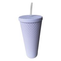 Matte Studded Venti Tumbler, 24oz Insulated Double Wall Cold Cup with Lid and Straw, Purple