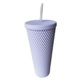 Matte Studded Venti Tumbler, 24oz Insulated Double Wall Cold Cup with Lid and Straw, Purple