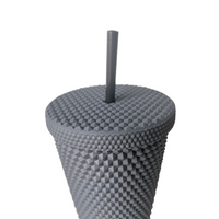 Matte Studded Venti Tumbler, 24oz Insulated Double Wall Cold Cup with Lid and Straw, Black