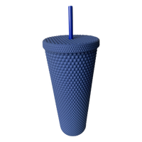 Matte Studded Venti Tumbler, 24oz Insulated Double Wall Cold Cup with Lid and Straw, Blue