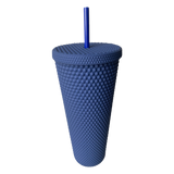 Matte Studded Venti Tumbler, 24oz Insulated Double Wall Cold Cup with Lid and Straw, Blue