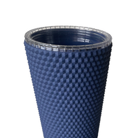 Matte Studded Venti Tumbler, 24oz Insulated Double Wall Cold Cup with Lid and Straw, Blue