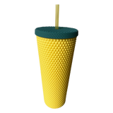 Matte Studded Venti Tumbler, 24oz Insulated Double Wall Cold Cup with Lid and Straw, Pineapple