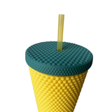 Matte Studded Venti Tumbler, 24oz Insulated Double Wall Cold Cup with Lid and Straw, Pineapple