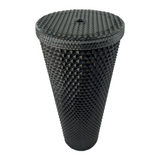 24 oz Tumbler Replacement Lid - Compatible for Starbucks Studded Diamond Grid Venti Cold Drink Tumbler Lid, Glossy Black