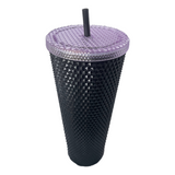 24 oz Tumbler Replacement Lid - Compatible for Starbucks Studded Diamond Grid Venti Cold Drink Tumbler Lid, Glossy Lilac