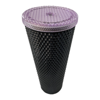 24 oz Tumbler Replacement Lid - Compatible for Starbucks Studded Diamond Grid Venti Cold Drink Tumbler Lid, Glossy Lilac