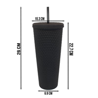 Matte Studded Venti Tumbler, 24oz Insulated Double Wall Cold Cup with Lid and Straw, Black