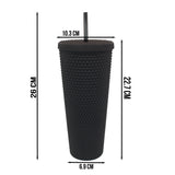 Matte Studded Venti Tumbler, 24oz Insulated Double Wall Cold Cup with Lid and Straw, Purple