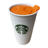 Slide Orange Replacement Lid for Starbucks Ceramic Travel Mugs, Compatible With 10oz/12oz /16oz Tumbler